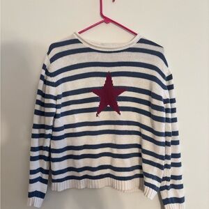 Christopher & Banks Navy and White Striped Sweater with Red Star
